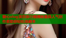 糖心vlog演员排行榜揭秘最具人气创作者助你轻松选剧本