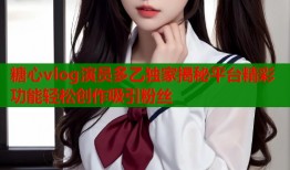 糖心vlog演员多乙独家揭秘平台精彩功能轻松创作吸引粉丝